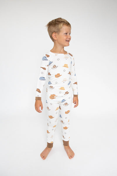 White/Brown Cowboy Hats Loungewear 2pc Set