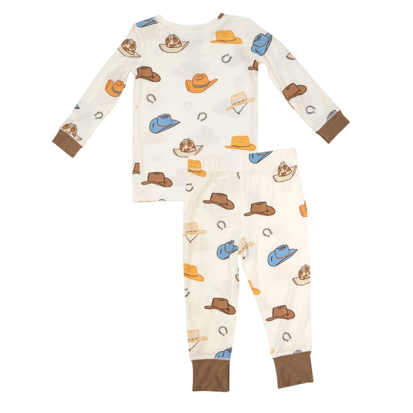 White/Brown Cowboy Hats Loungewear 2pc Set