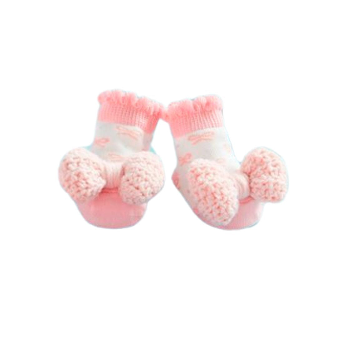 Pink Bow Crochet Rattle Socks