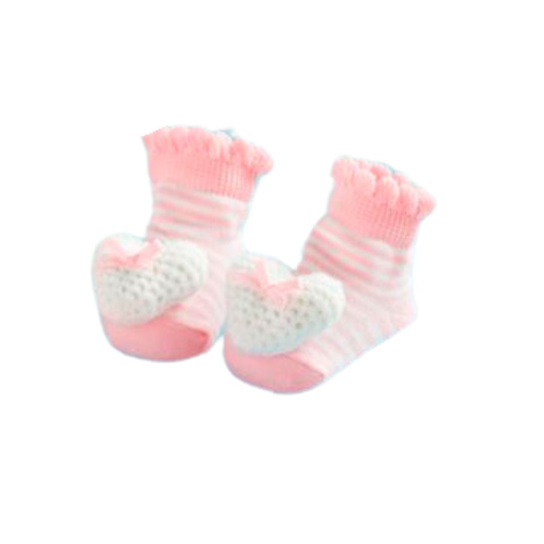 Pink Heart Crochet Rattle Socks