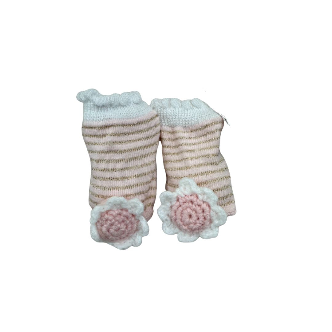 Pink Daisy Crochet Rattle Socks