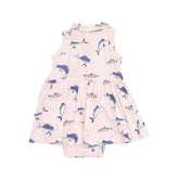 pink dress with deep sea fishing print with polo collar