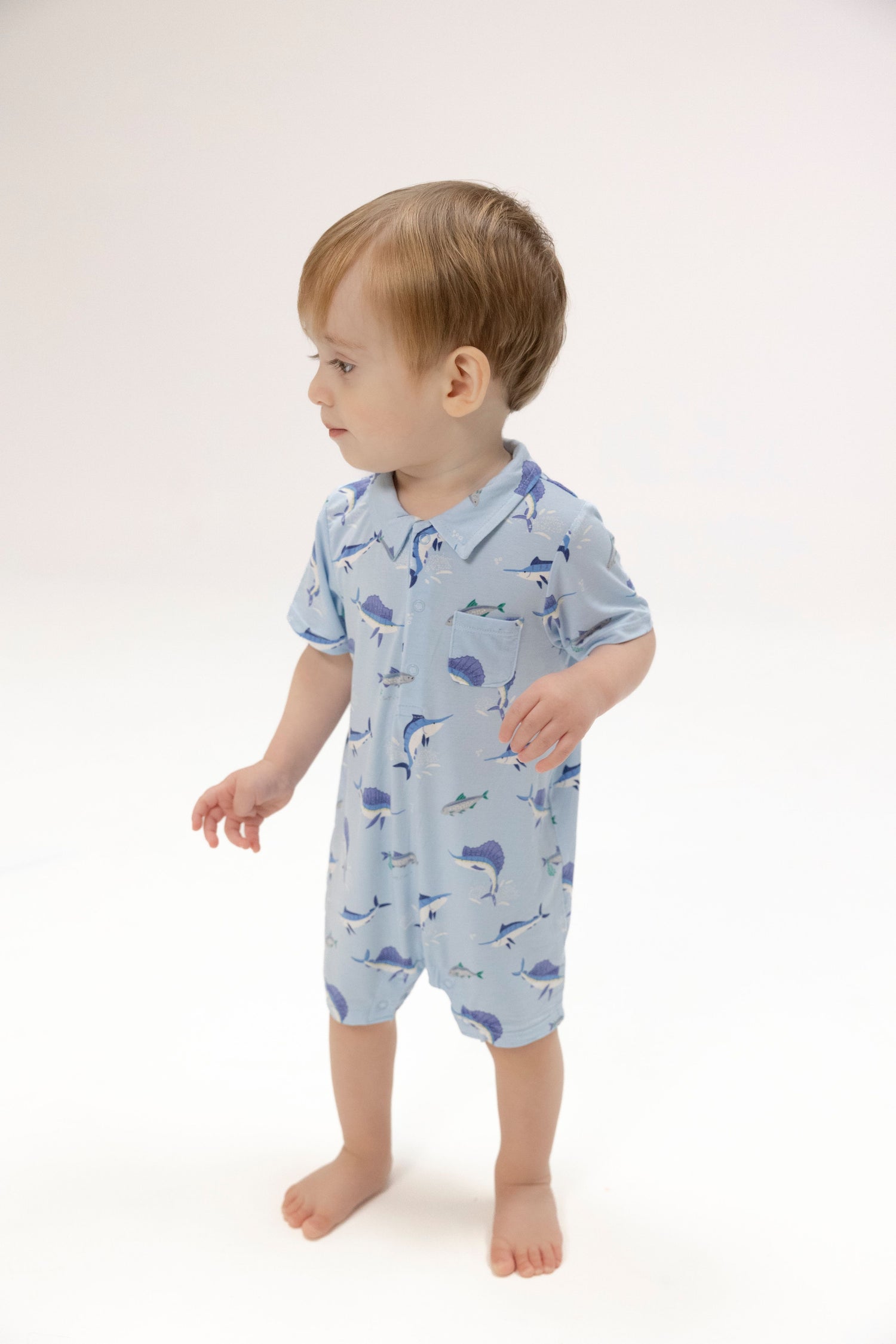 Blue Deep Sea Fishing Polo Shortie