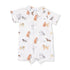 Baby romper with dog pattern on a white background