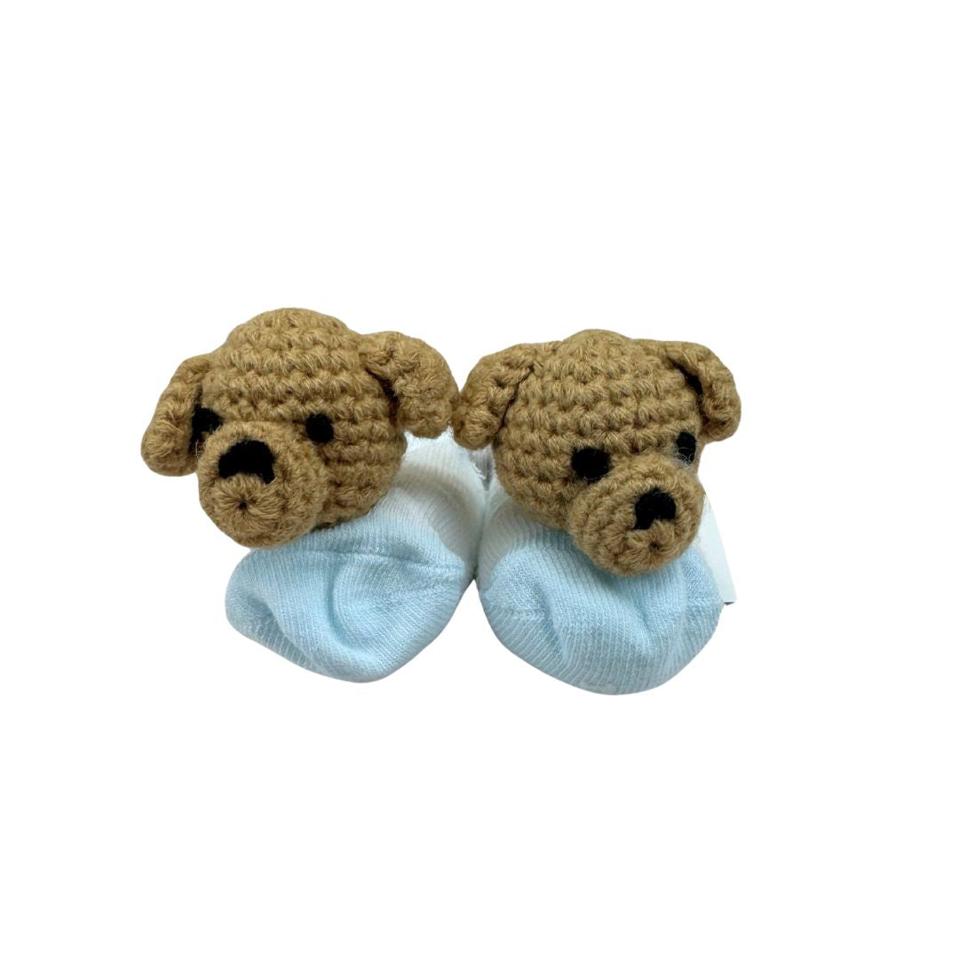 close up of dog crochet socks