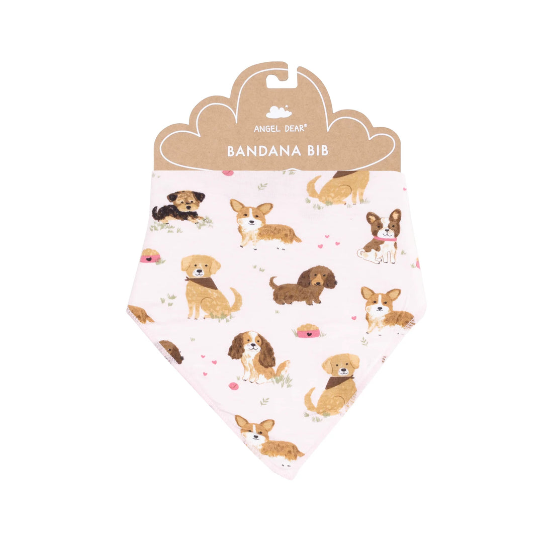 pink bib with dog design all over