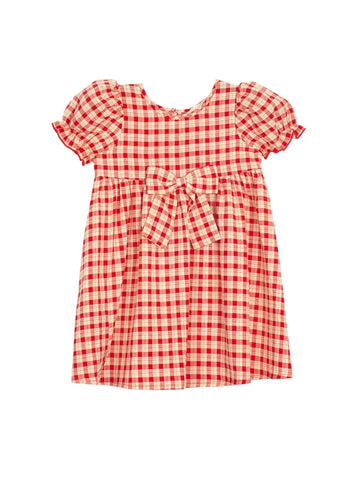 red plaid dress with bow on front
