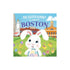 Book cover with Easter bunny and Boston landmarks