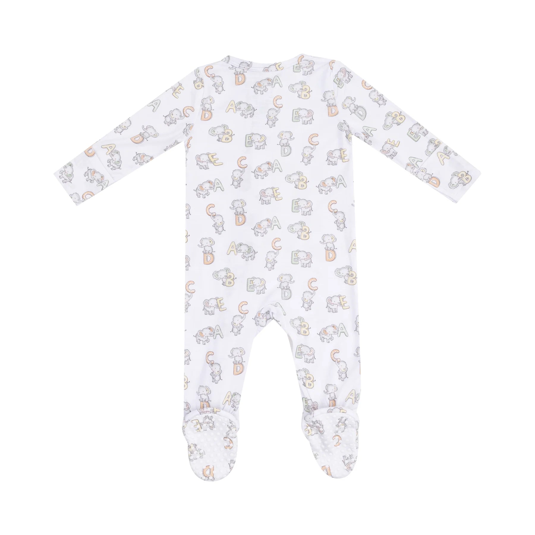 White Vintage Elephants 2 Way Zipper Footie