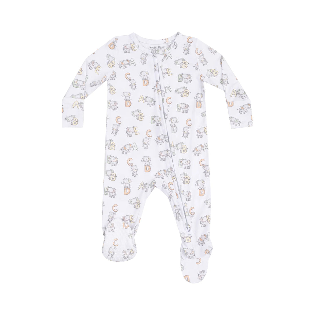 White Vintage Elephants 2 Way Zipper Footie