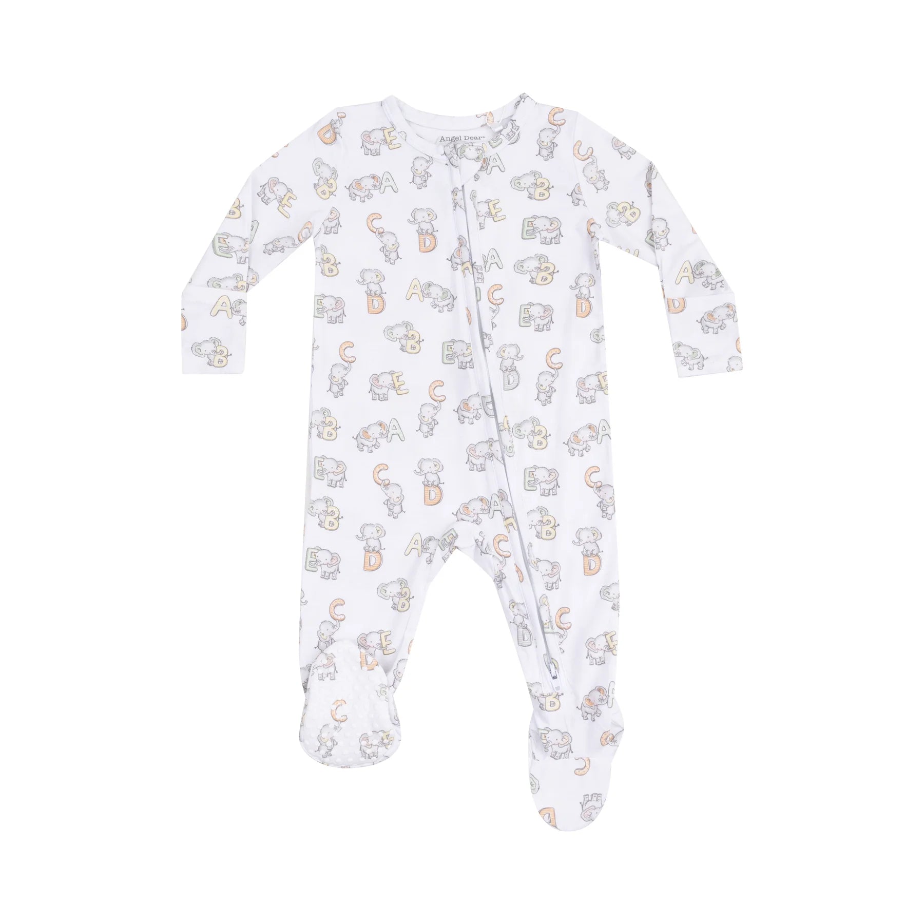 White Vintage Elephants 2 Way Zipper Footie