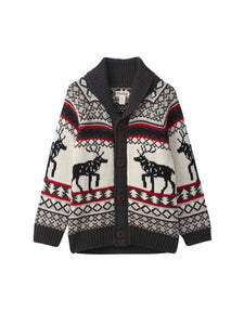 Children s Grey Ivory Elk Shawl Collar Cardigan The Red Wagon