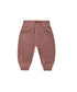 velour fig color sweatpants with tie at waist