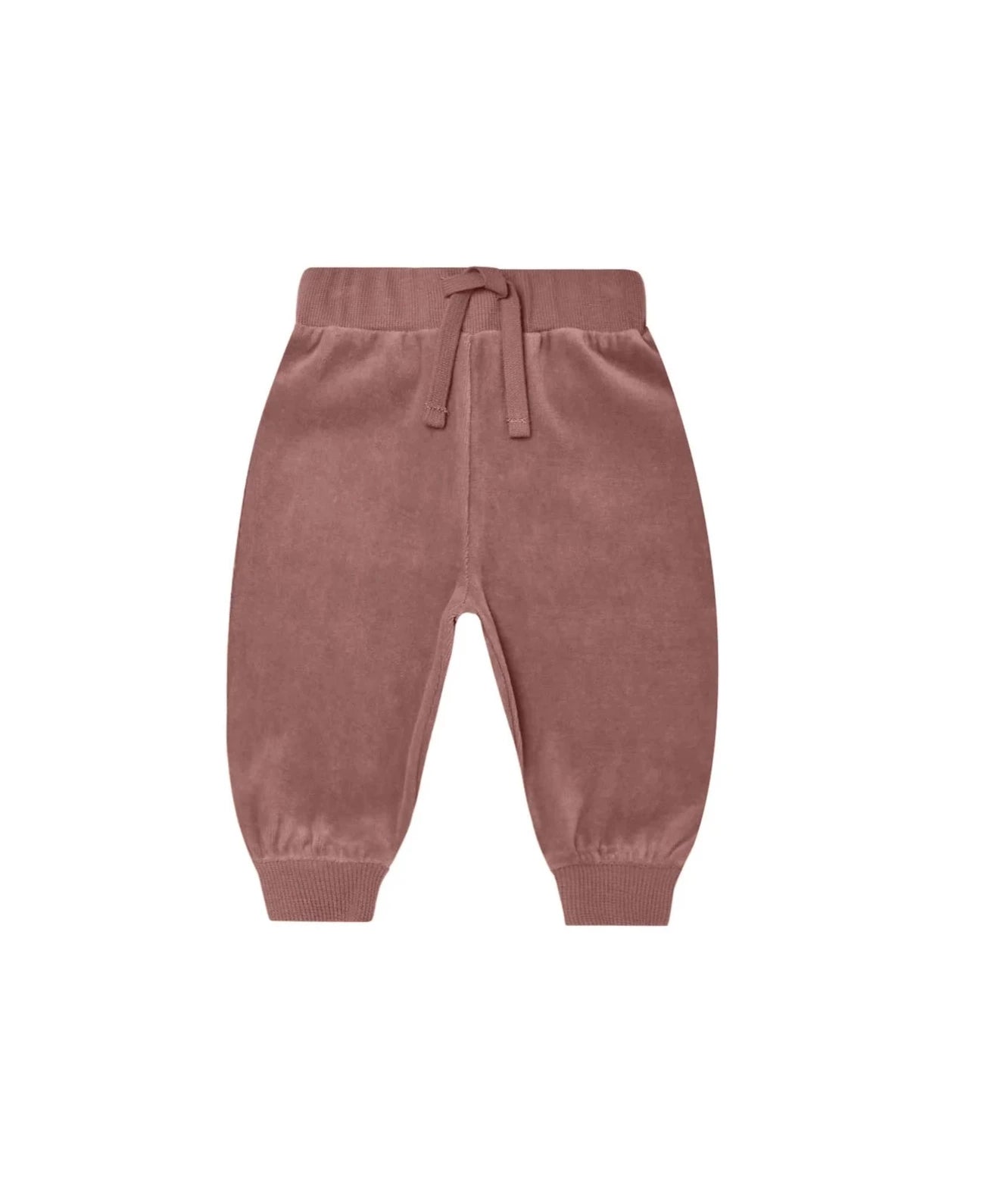velour fig color sweatpants with tie at waist