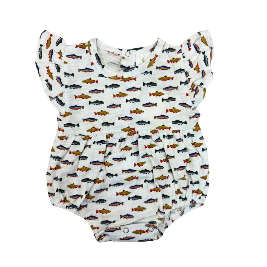 Small Fish With Ruffles Baby White Tropicana Tides Fish Ruffle Bubble | The Red Wagon
