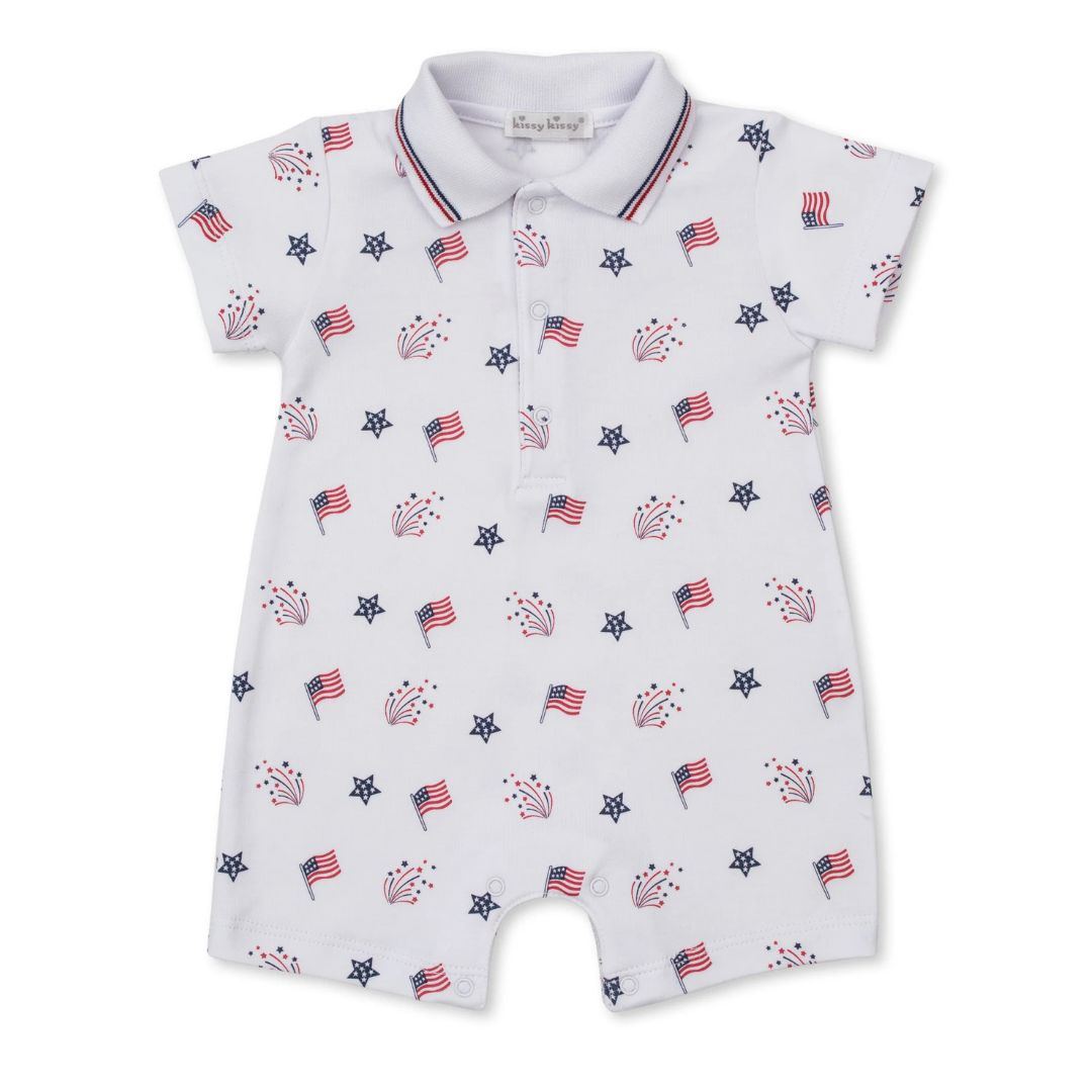 boy baby polo romper