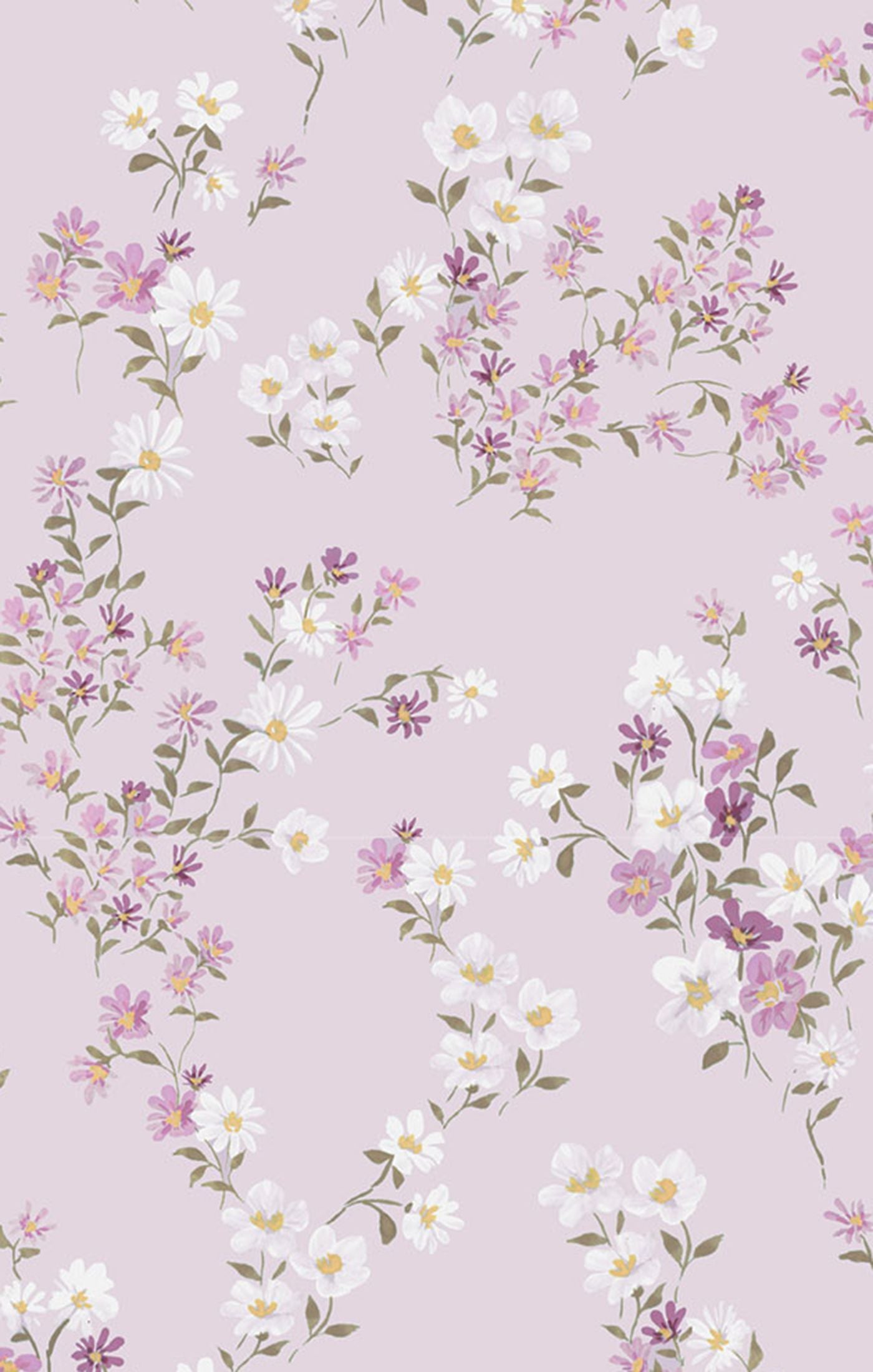 Floral pattern with small flowers on a light purple background