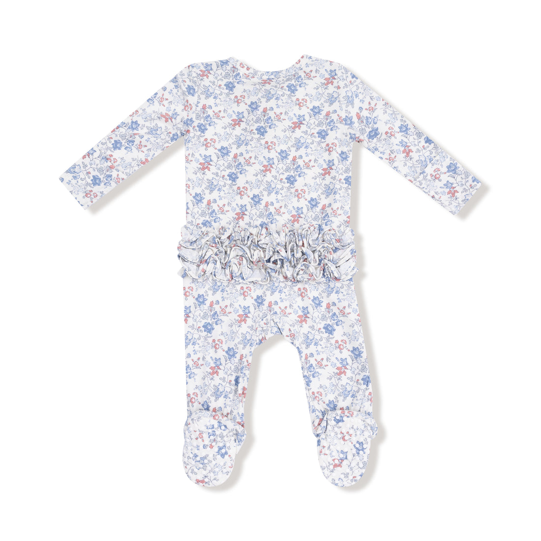 Floral baby onesie with  florals on a white background