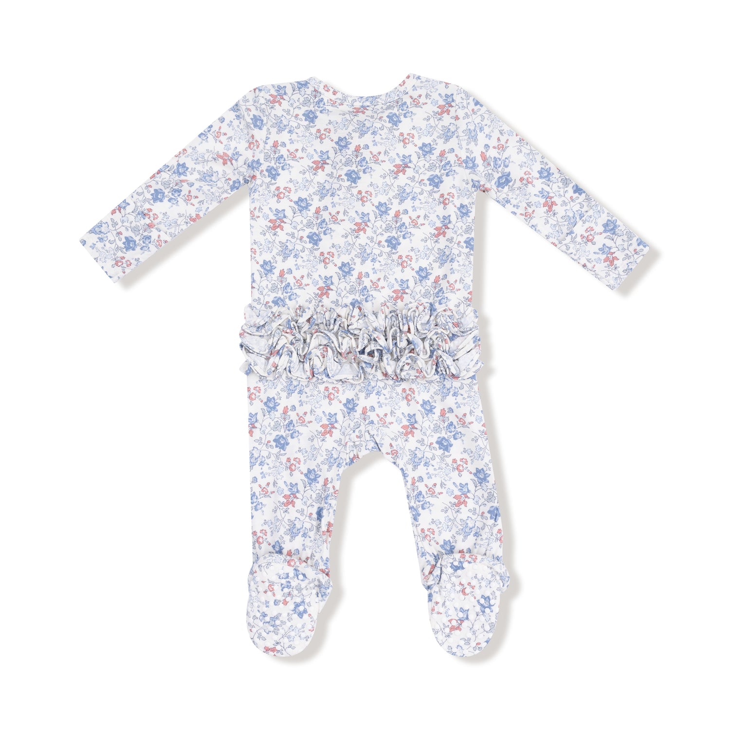 Floral baby onesie with  florals on a white background