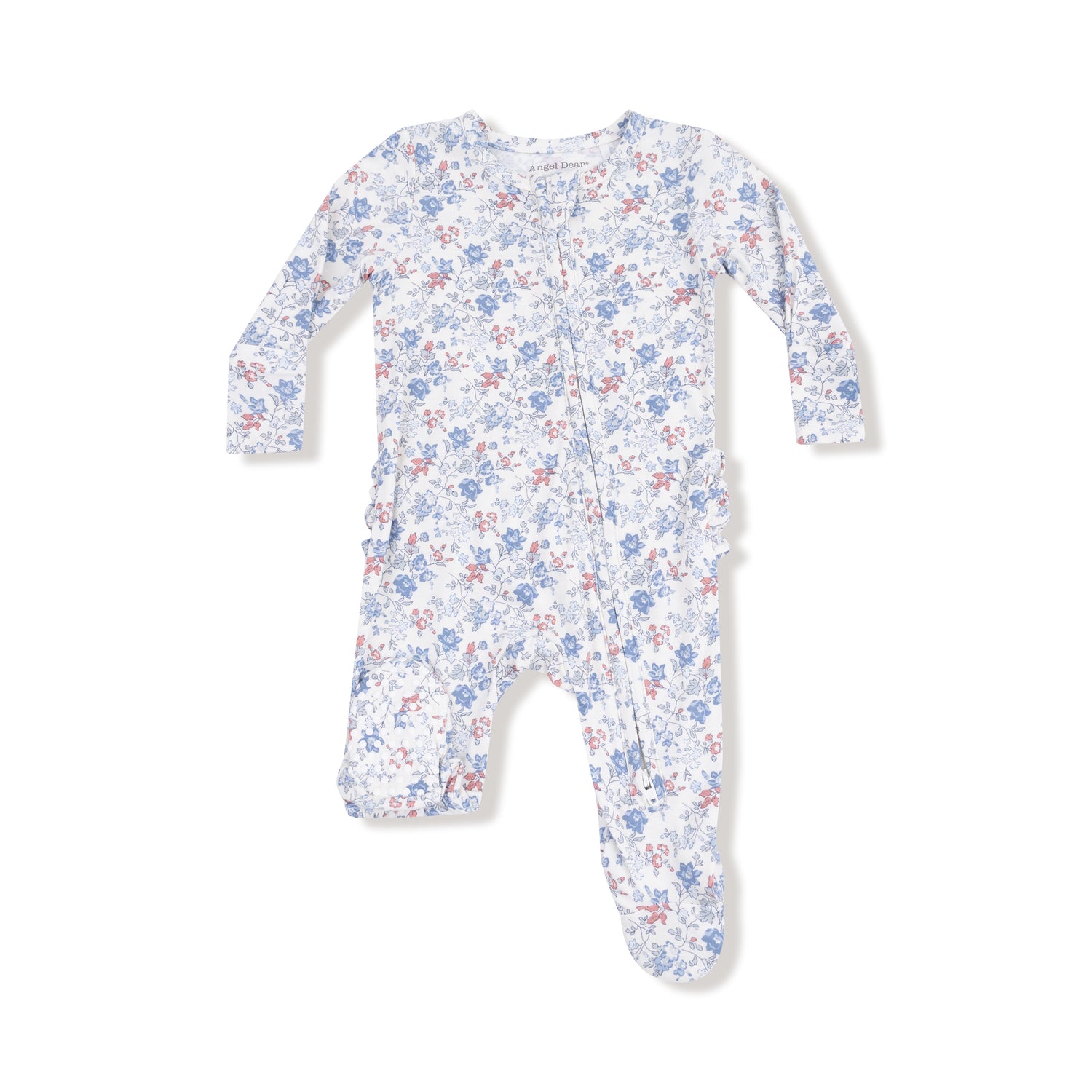 Floral-patterned baby onesie on a white background