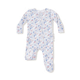 Floral-patterned baby onesie on a white background