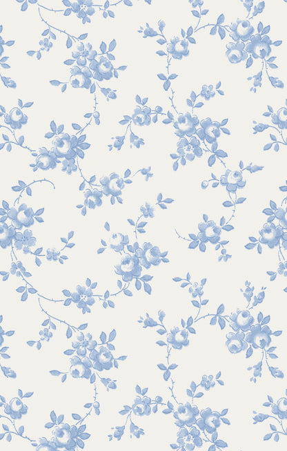 Blue floral pattern on a white background