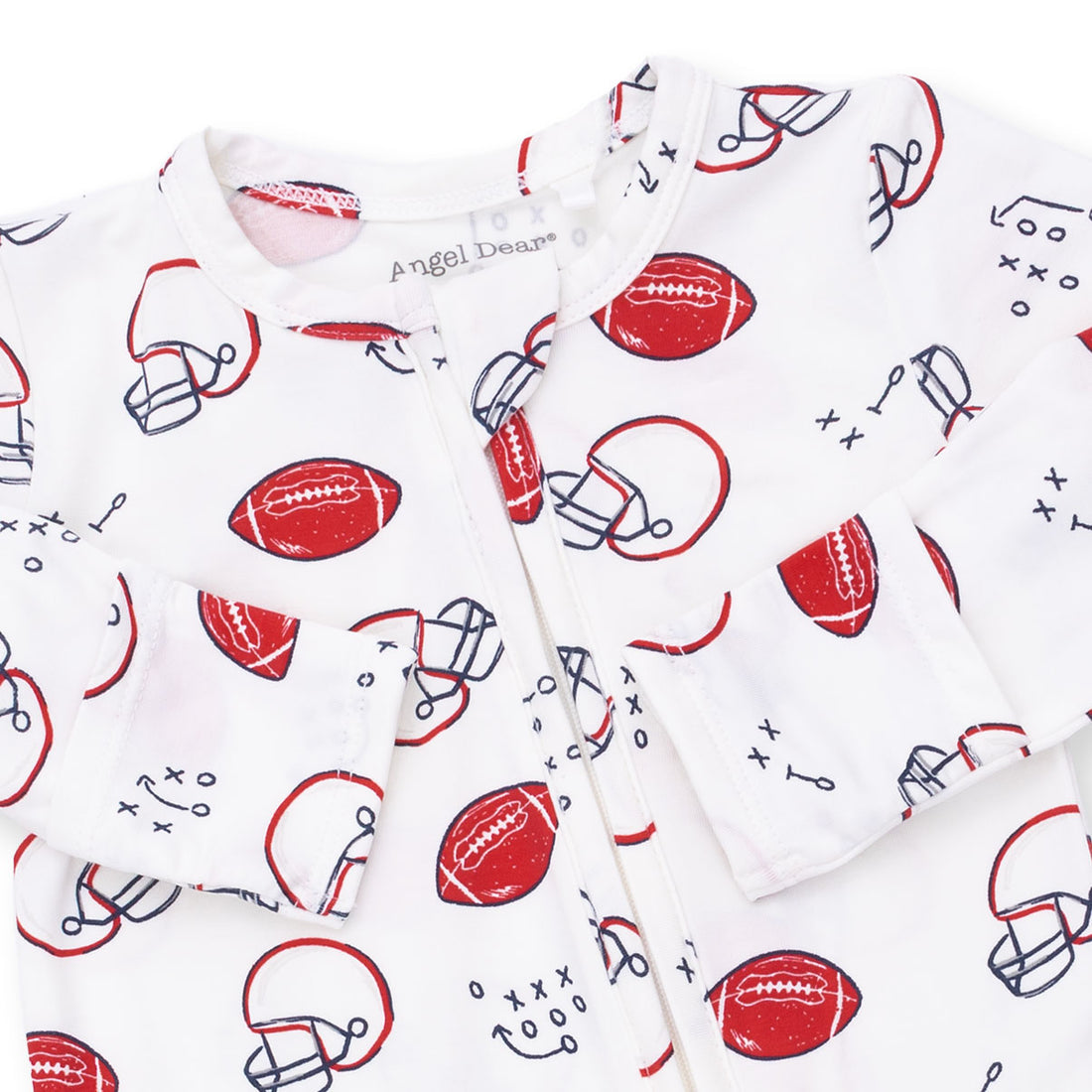 White/Red Football Touchdown Time 2 Way Zipper Footie