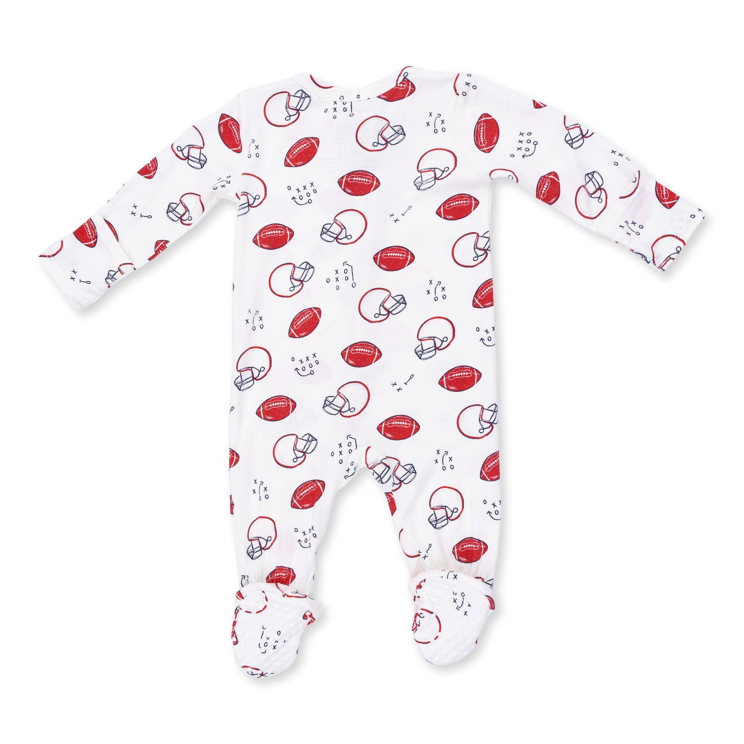 White/Red Football Touchdown Time 2 Way Zipper Footie
