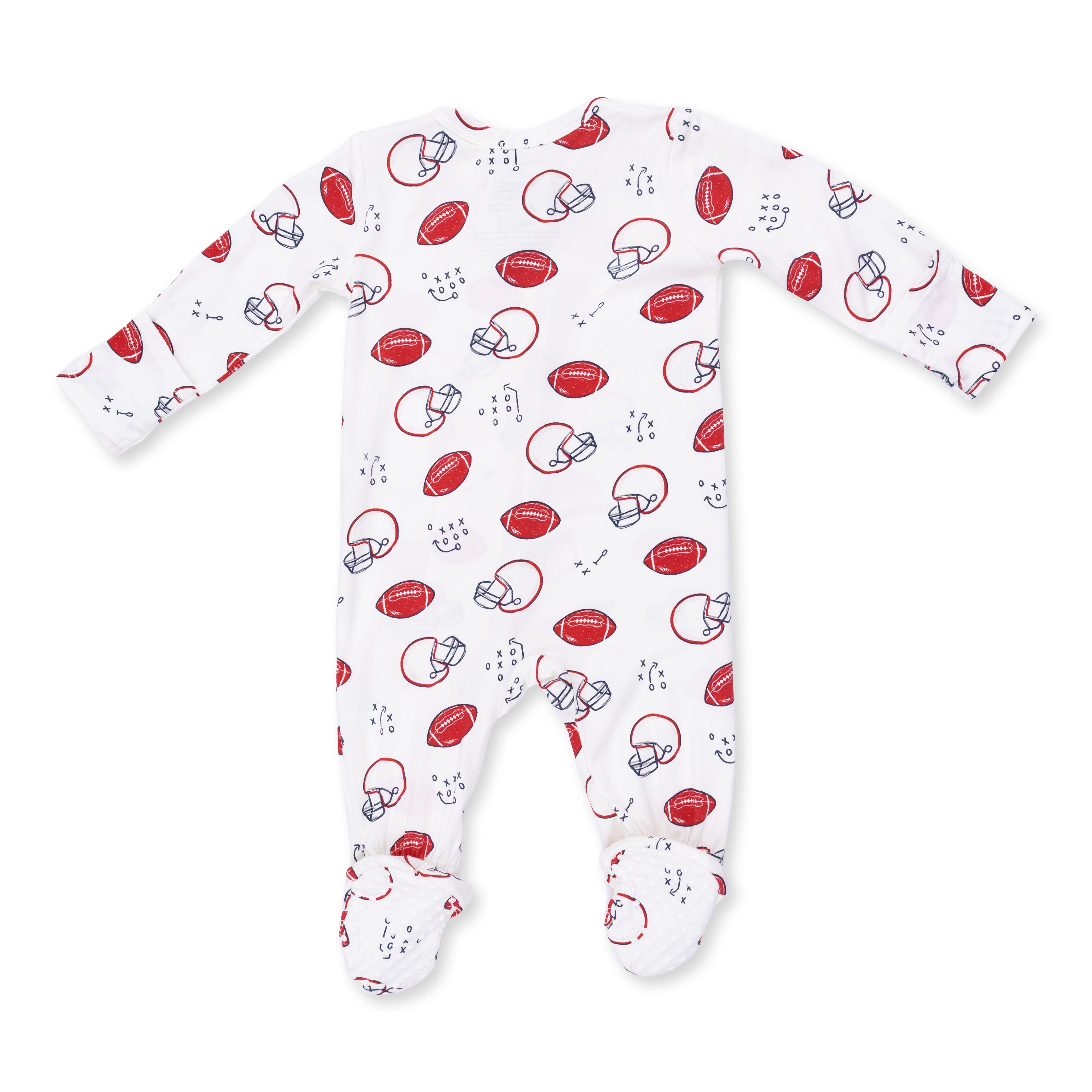 White/Red Football Touchdown Time 2 Way Zipper Footie