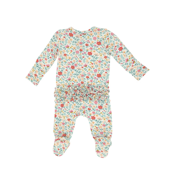floral ruffle footie for baby