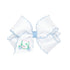 white bow with blue moonstitch edge with pink/green golf cart embroidered