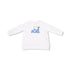 White long-sleeve shirt with a graphic of golf cart on a white background