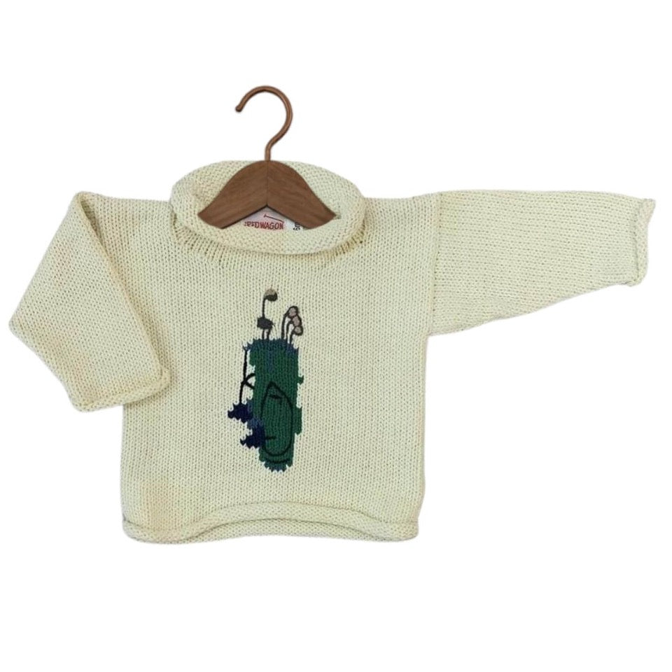 Ivory Green Golf Bag Roll Neck Sweater (Size 4T and 10)