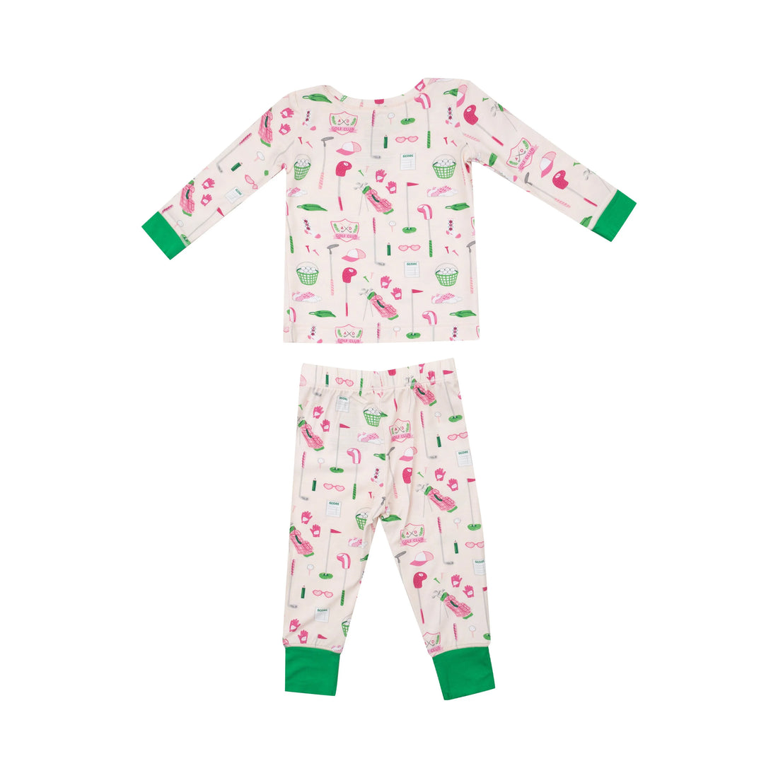 pink 2pc pajama set with golf