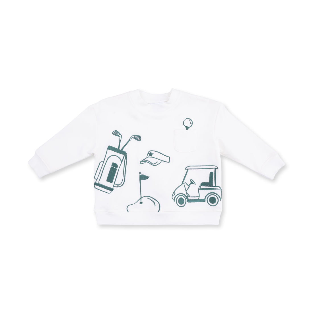 White/Green Golf Drop Sleeve Sweatshirt