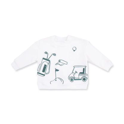 White/Green Golf Drop Sleeve Sweatshirt