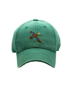 green baseball hat with black duck embroidered on center