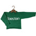 A green knit long-sleeve sweater with the word &