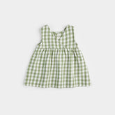 green gingham dress with bloomer