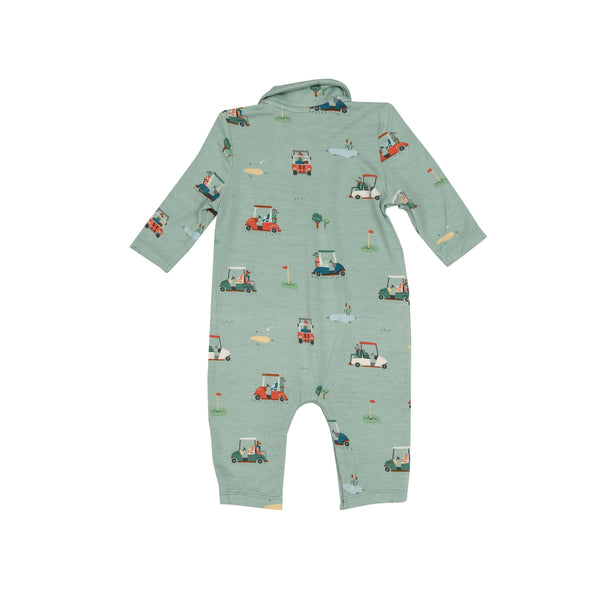 green golf carts polo romper for baby