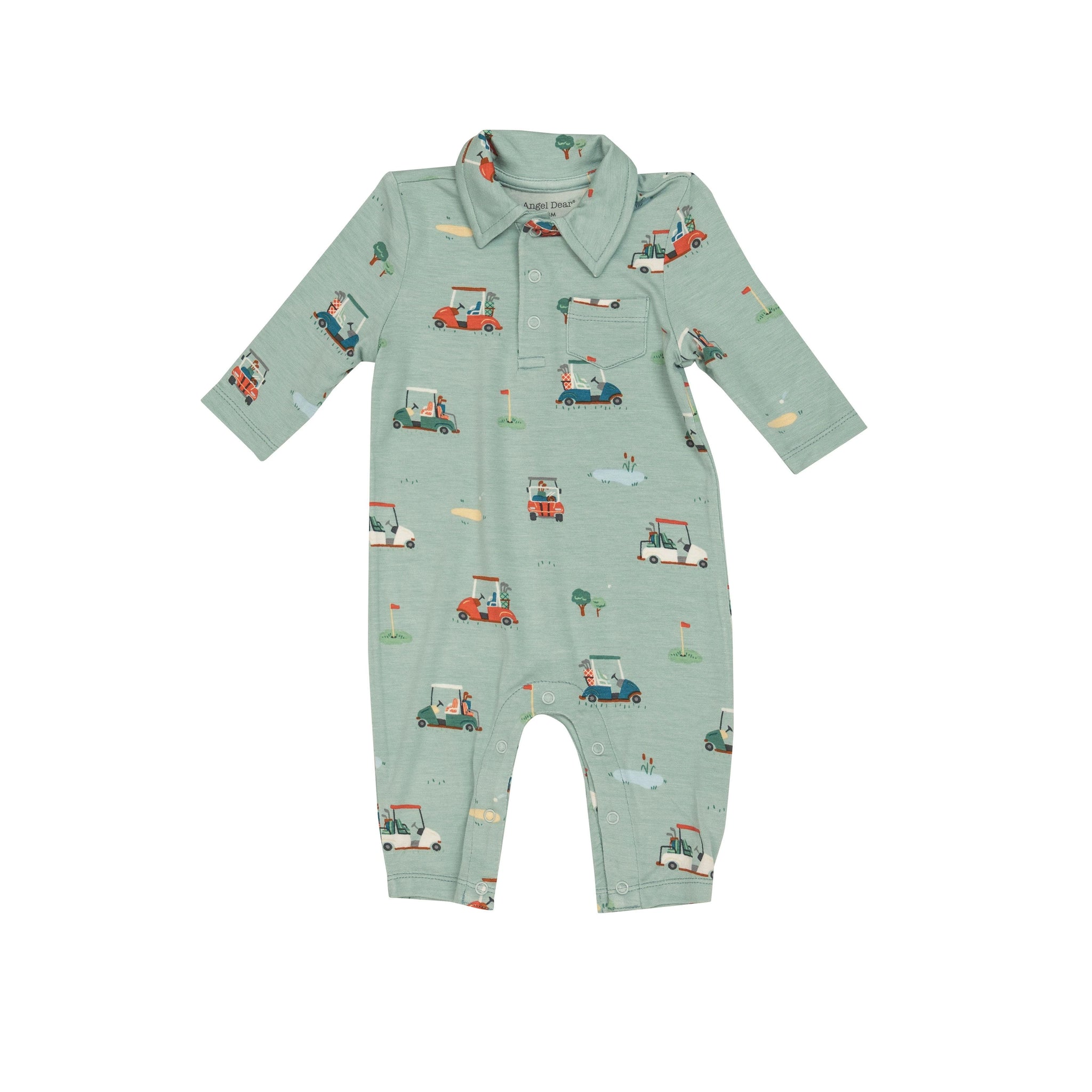 green golf carts polo romper for baby