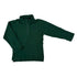 Green fleece pullover with a small logo on a white background