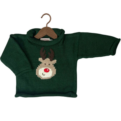 Hunter Green Rudolph Roll Neck Sweater