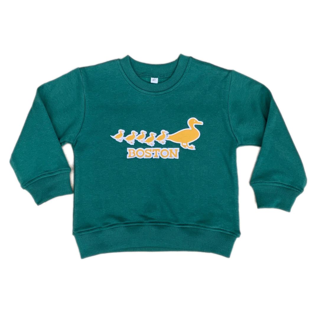 Green Boston Ducklings Appliqué Sweatshirt