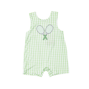 green gingham tennis baby outfit