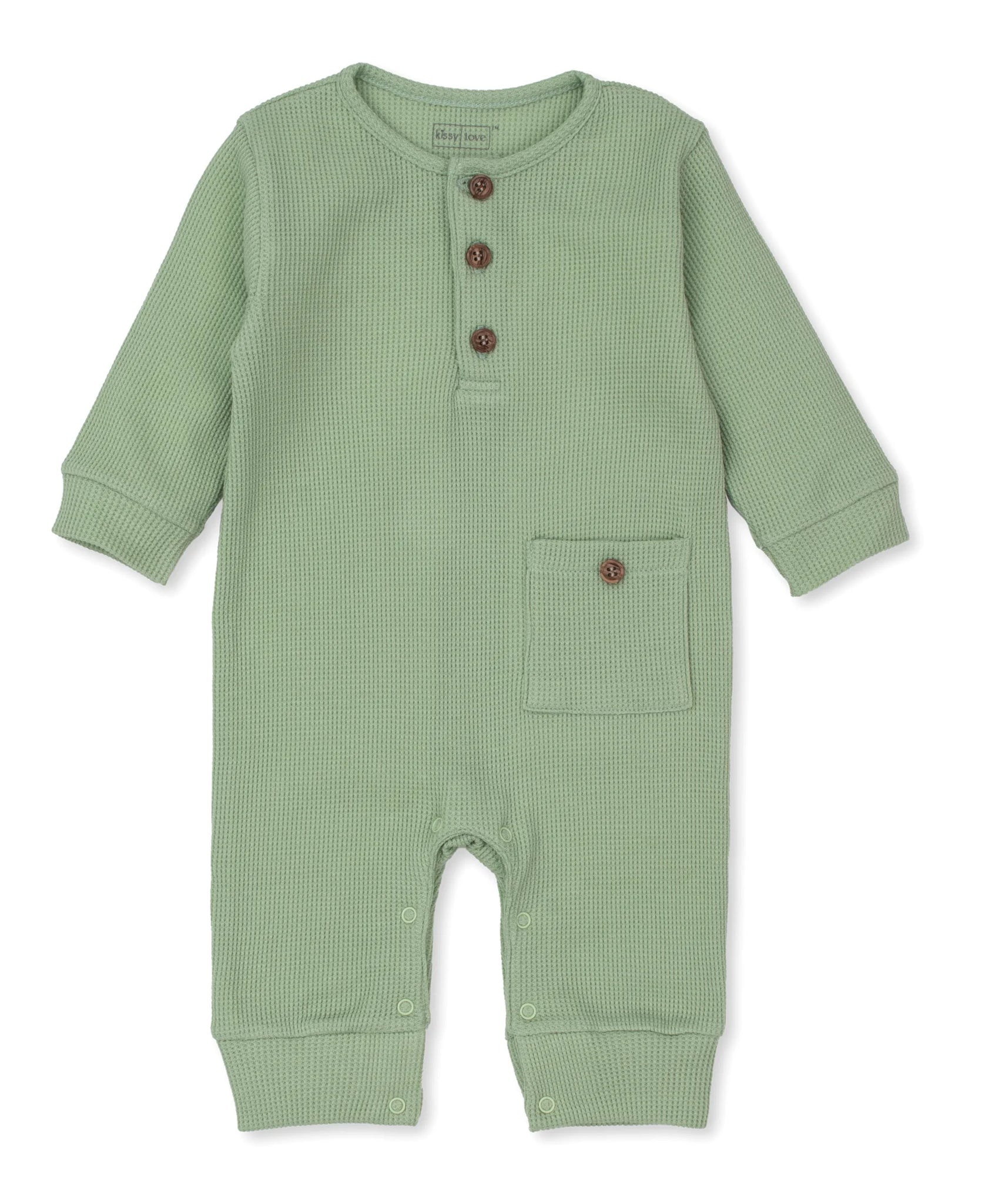 Green Thermal Waffle Playsuit