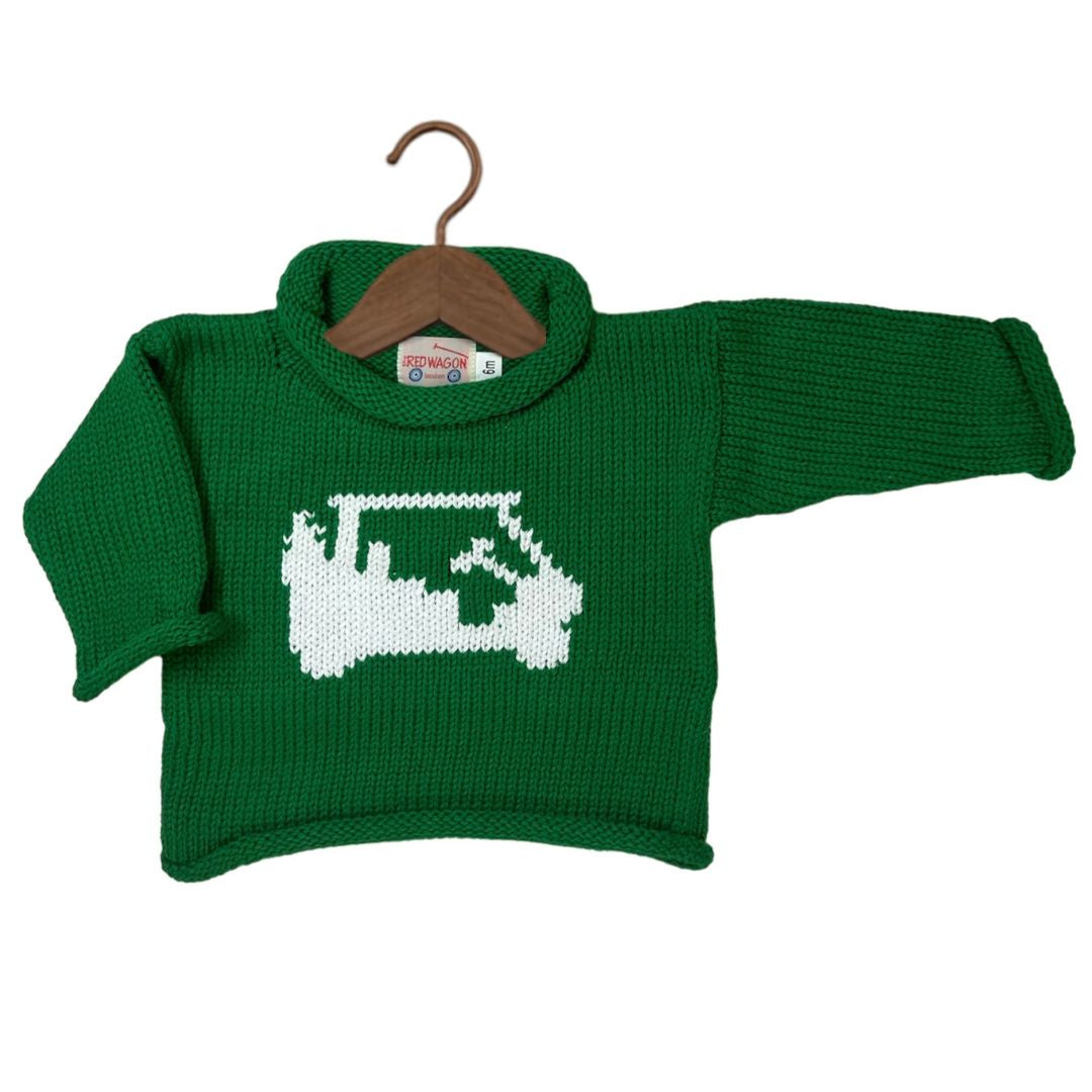 Kelly Green/White Golf Cart Roll Neck Sweater