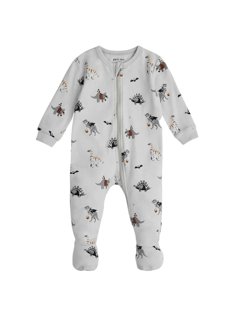 Baby Grey Halloween Dinosaurs Glow in the Dark Footed Sleeper