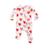white long sleeve footie with pink and red hearts all over