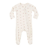 Baby onesie with heart pattern on a white background